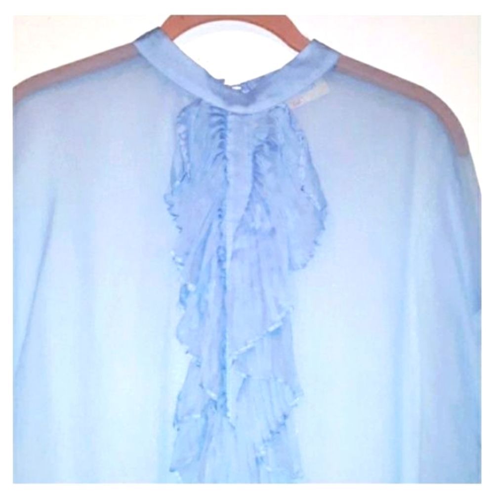 TRACEY REESE LAB BLUE RUFFLES TOP - Picture 2 of 4